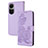 Leather Case Stands Flip Flowers Cover Holder Y01X for Oppo Reno10 5G Purple