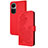 Leather Case Stands Flip Flowers Cover Holder Y01X for Oppo Reno10 5G Red