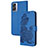 Leather Case Stands Flip Flowers Cover Holder Y01X for Realme V23 5G Blue