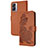 Leather Case Stands Flip Flowers Cover Holder Y01X for Realme V23 5G Brown