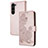 Leather Case Stands Flip Flowers Cover Holder Y01X for Samsung Galaxy S22 5G