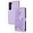 Leather Case Stands Flip Flowers Cover Holder Y01X for Samsung Galaxy S22 5G Purple