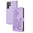 Leather Case Stands Flip Flowers Cover Holder Y01X for Samsung Galaxy S23 Ultra 5G Purple