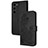 Leather Case Stands Flip Flowers Cover Holder Y01X for Samsung Galaxy S24 Plus 5G Black