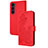 Leather Case Stands Flip Flowers Cover Holder Y01X for Samsung Galaxy S24 Plus 5G Red