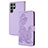 Leather Case Stands Flip Flowers Cover Holder Y01X for Samsung Galaxy S24 Ultra 5G Purple