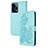 Leather Case Stands Flip Flowers Cover Holder Y01X for Xiaomi Redmi Note 12 Explorer Mint Blue