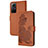 Leather Case Stands Flip Flowers Cover Holder Y01X for Xiaomi Redmi Note 12S Brown