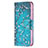 Leather Case Stands Flip Flowers Cover L01 Holder for Apple iPhone 15 Cyan