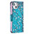 Leather Case Stands Flip Flowers Cover L01 Holder for Apple iPhone 15 Cyan