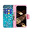 Leather Case Stands Flip Flowers Cover L01 Holder for Apple iPhone 15 Cyan