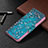 Leather Case Stands Flip Flowers Cover L01 Holder for Apple iPhone 15 Cyan