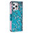 Leather Case Stands Flip Flowers Cover L02 Holder for Apple iPhone 14 Pro Max Cyan