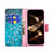 Leather Case Stands Flip Flowers Cover L02 Holder for Apple iPhone 14 Pro Max Cyan