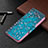 Leather Case Stands Flip Flowers Cover L02 Holder for Apple iPhone 14 Pro Max Cyan