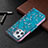 Leather Case Stands Flip Flowers Cover L02 Holder for Apple iPhone 14 Pro Max Cyan