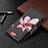 Leather Case Stands Flip Flowers Cover L03 Holder for Apple iPhone 14 Brown