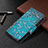 Leather Case Stands Flip Flowers Cover L03 Holder for Apple iPhone 14 Cyan