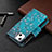 Leather Case Stands Flip Flowers Cover L03 Holder for Apple iPhone 14 Cyan