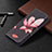 Leather Case Stands Flip Flowers Cover L07 Holder for Apple iPhone 14 Plus Brown