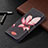 Leather Case Stands Flip Flowers Cover L07 Holder for Apple iPhone 15 Brown