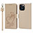 Leather Case Stands Flip Flowers Cover L16 Holder for Apple iPhone 15 Pro Max Gold