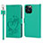 Leather Case Stands Flip Flowers Cover L16 Holder for Apple iPhone 15 Pro Max Green