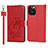 Leather Case Stands Flip Flowers Cover L16 Holder for Apple iPhone 15 Pro Max Red