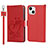 Leather Case Stands Flip Flowers Cover L16 Holder for Apple iPhone 15 Red