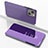 Leather Case Stands Flip Mirror Cover Holder for Apple iPhone 13 Purple