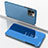 Leather Case Stands Flip Mirror Cover Holder for Apple iPhone 14 Pro Blue