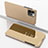 Leather Case Stands Flip Mirror Cover Holder for Apple iPhone 14 Pro Max Gold