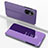 Leather Case Stands Flip Mirror Cover Holder for Huawei Honor 50 5G Clove Purple