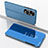 Leather Case Stands Flip Mirror Cover Holder for Huawei Honor 70 5G Blue