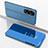 Leather Case Stands Flip Mirror Cover Holder for Huawei Honor 90 Lite 5G Blue