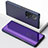 Leather Case Stands Flip Mirror Cover Holder for Huawei Honor Magic V 5G Purple