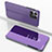 Leather Case Stands Flip Mirror Cover Holder for Huawei Honor X30i Clove Purple