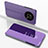 Leather Case Stands Flip Mirror Cover Holder for Huawei Honor X9 5G Clove Purple