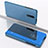 Leather Case Stands Flip Mirror Cover Holder for OnePlus 7 Blue