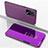 Leather Case Stands Flip Mirror Cover Holder for Oppo A16 Purple