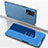 Leather Case Stands Flip Mirror Cover Holder for Oppo A16s Blue