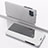 Leather Case Stands Flip Mirror Cover Holder for Oppo F17 Pro Silver