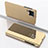 Leather Case Stands Flip Mirror Cover Holder for Samsung Galaxy A12 Nacho Gold