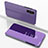 Leather Case Stands Flip Mirror Cover Holder for Samsung Galaxy A14 4G Clove Purple