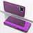 Leather Case Stands Flip Mirror Cover Holder for Samsung Galaxy A22 4G Purple