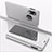 Leather Case Stands Flip Mirror Cover Holder for Samsung Galaxy M01s Silver