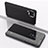 Leather Case Stands Flip Mirror Cover Holder for Samsung Galaxy M12 Black