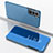 Leather Case Stands Flip Mirror Cover Holder for Samsung Galaxy S24 5G Sky Blue