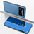 Leather Case Stands Flip Mirror Cover Holder for Xiaomi Poco M4 Pro 4G Blue