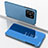 Leather Case Stands Flip Mirror Cover Holder for Xiaomi Redmi 10 India Blue